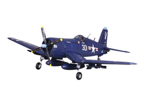 FMS F4U Corsair model airplane showcasing realistic details and vibrant colors