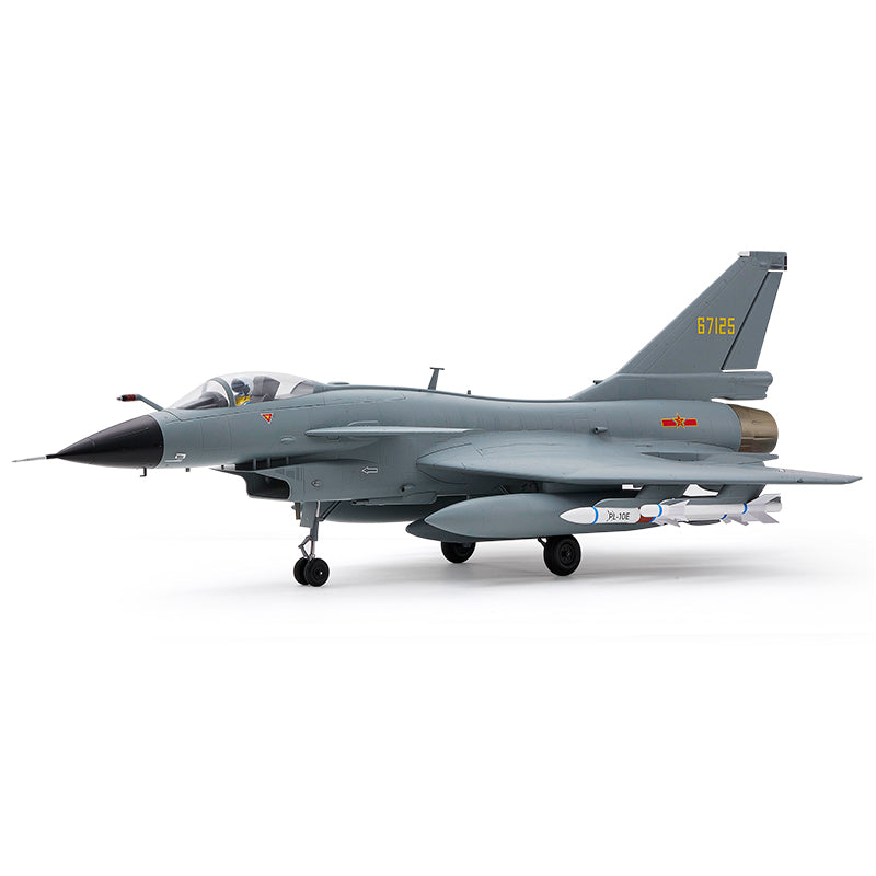 Realistic gray jet fighter model with ordnance and detailed markings