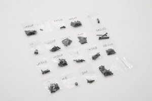 RC model screw set parts in labeled bags for 1:10 Toyota FJ40 assembly.