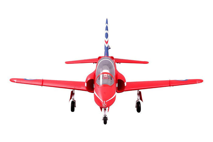 Red Hawk RC jet model with detailed cockpit and striking aerodynamic design